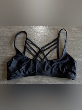 Aerie Black Strappy Back Sports Bra Large L